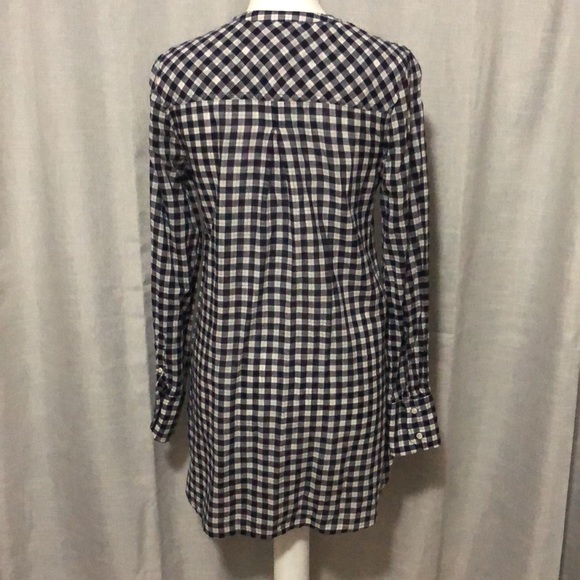 Meron Tunic Top-Sz M-Navy/White Mini Check/Plaid-Cotton-Round Neck-No Collar - Picture 8 of 15